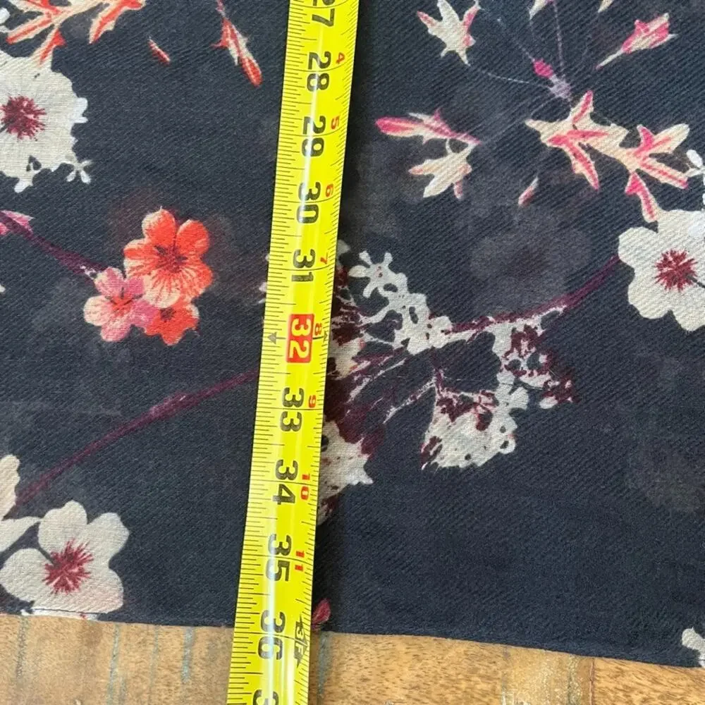 H&M Infinity Tube Scarf Dark Blue Floral Pink and White Blossoms